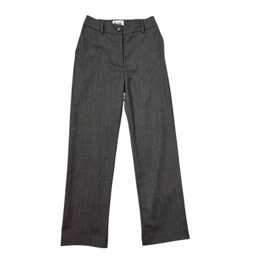 Rouje Pants Womens Size 36 Gray Pinstriped Straight High-Rise Wool Trousers